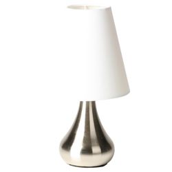 Tesco Lighting Pair Of Touch Lamps Satin Nickel With White Shades