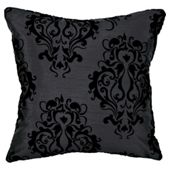 Tesco Set of 2 Flocked Damask Cushion Covers, Black