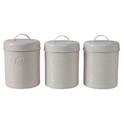 Tesco Enamel Tea, Coffee and Sugar Canister Set, Cream