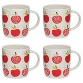 Tesco Retro Fruit Set of 4 Mugs, Apple