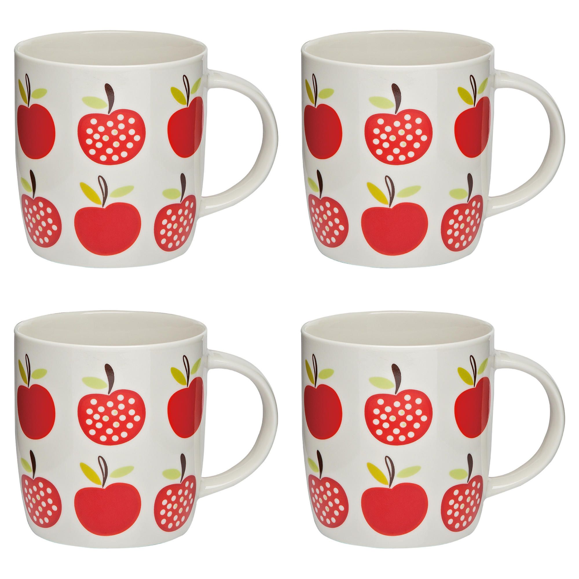 Tesco Retro Fruit Design Mug Apple, 4 Pack 