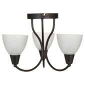 Tesco Lighting 3 Way Glass Ceiling Fitting Matt, Black