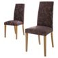Lucca Pair Of Chairs Oak Legs & Brown Damask.