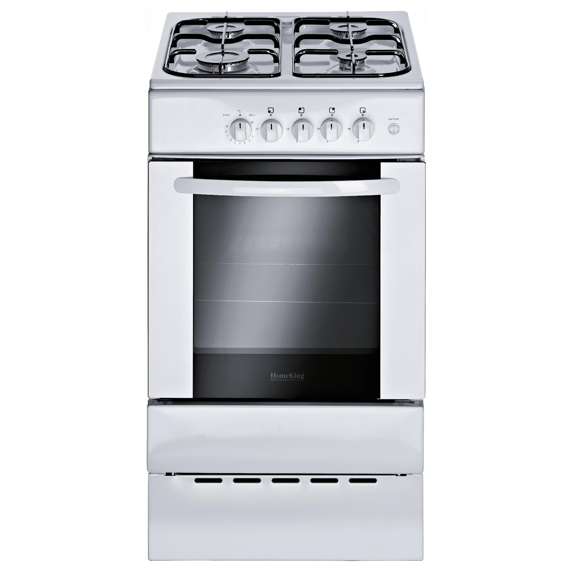 Homeking HCG500W 50cm White Single Cavity Slot In Gas Cooker