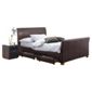 Rayne King Faux Leather Bed Frame with 4 Drawers, Brown