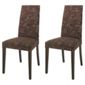 Lucca Pair Of Chairs Walnut Legs & Brown Damask