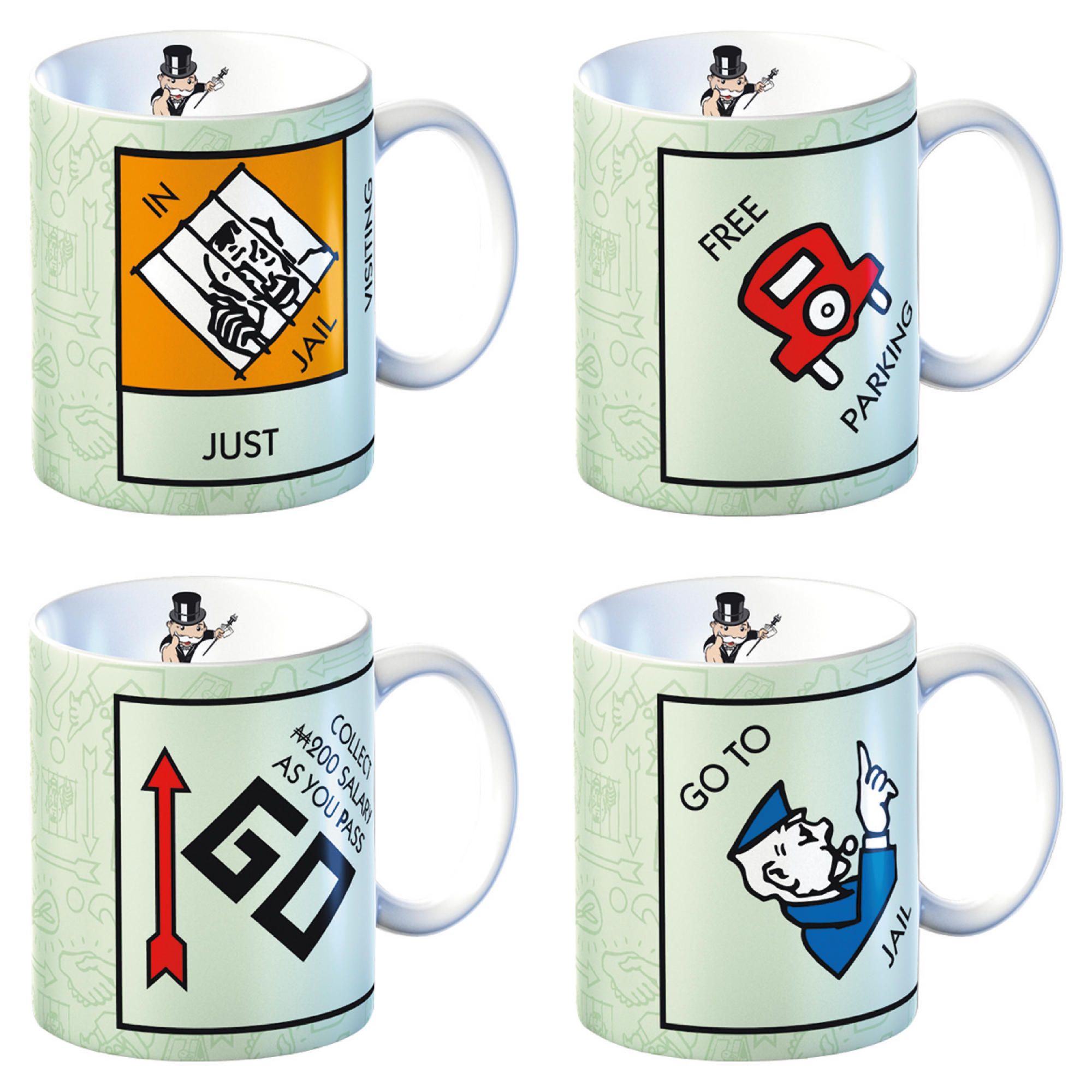 Monopoly Mug - 4 Designs, 4 Pack 