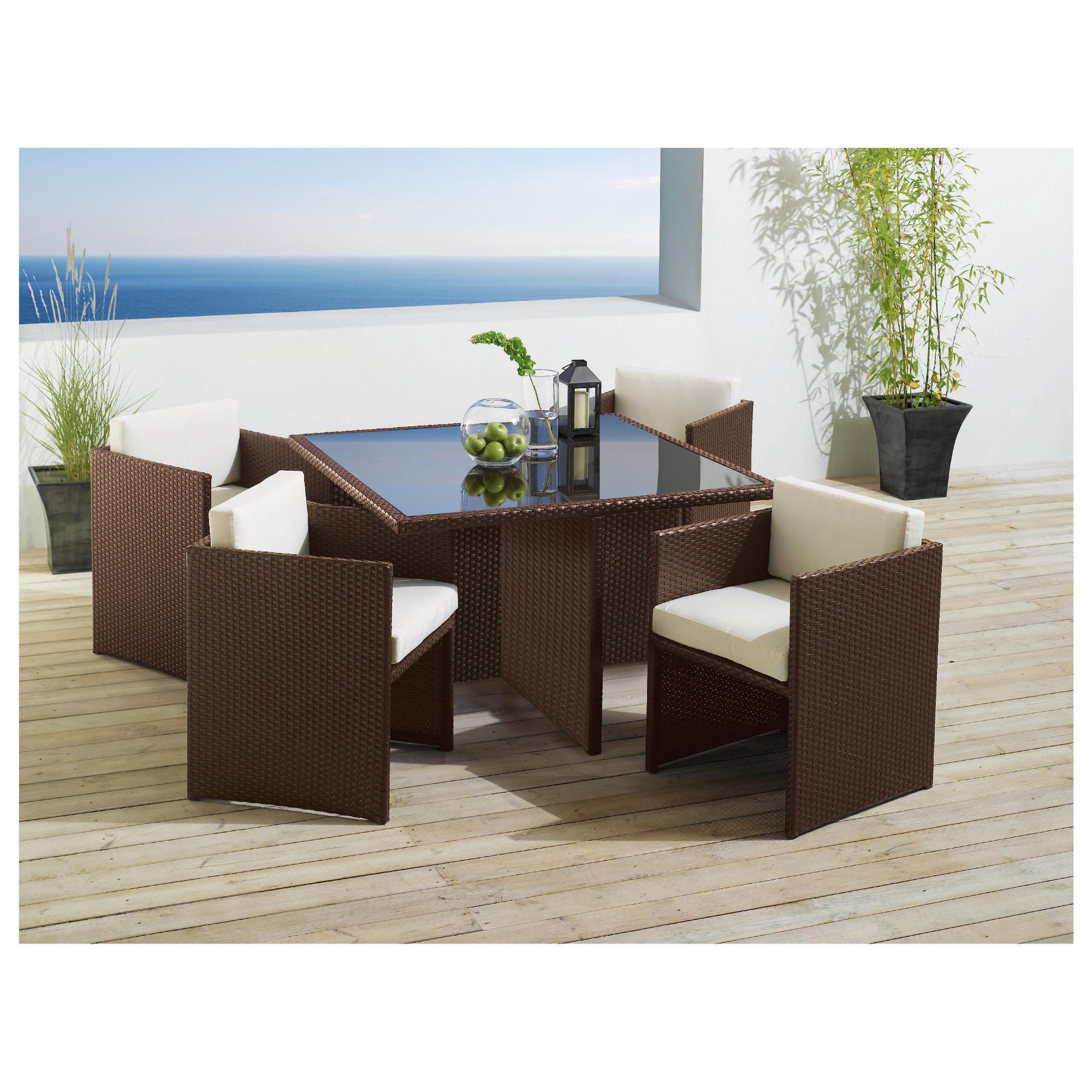 Cuba 4 Seater Hideaway Set, Brown at Tesco Direct