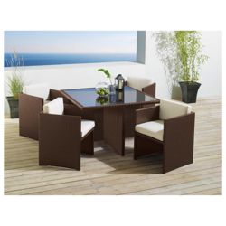 Cuba 4 Seater Hideaway Set, Brown