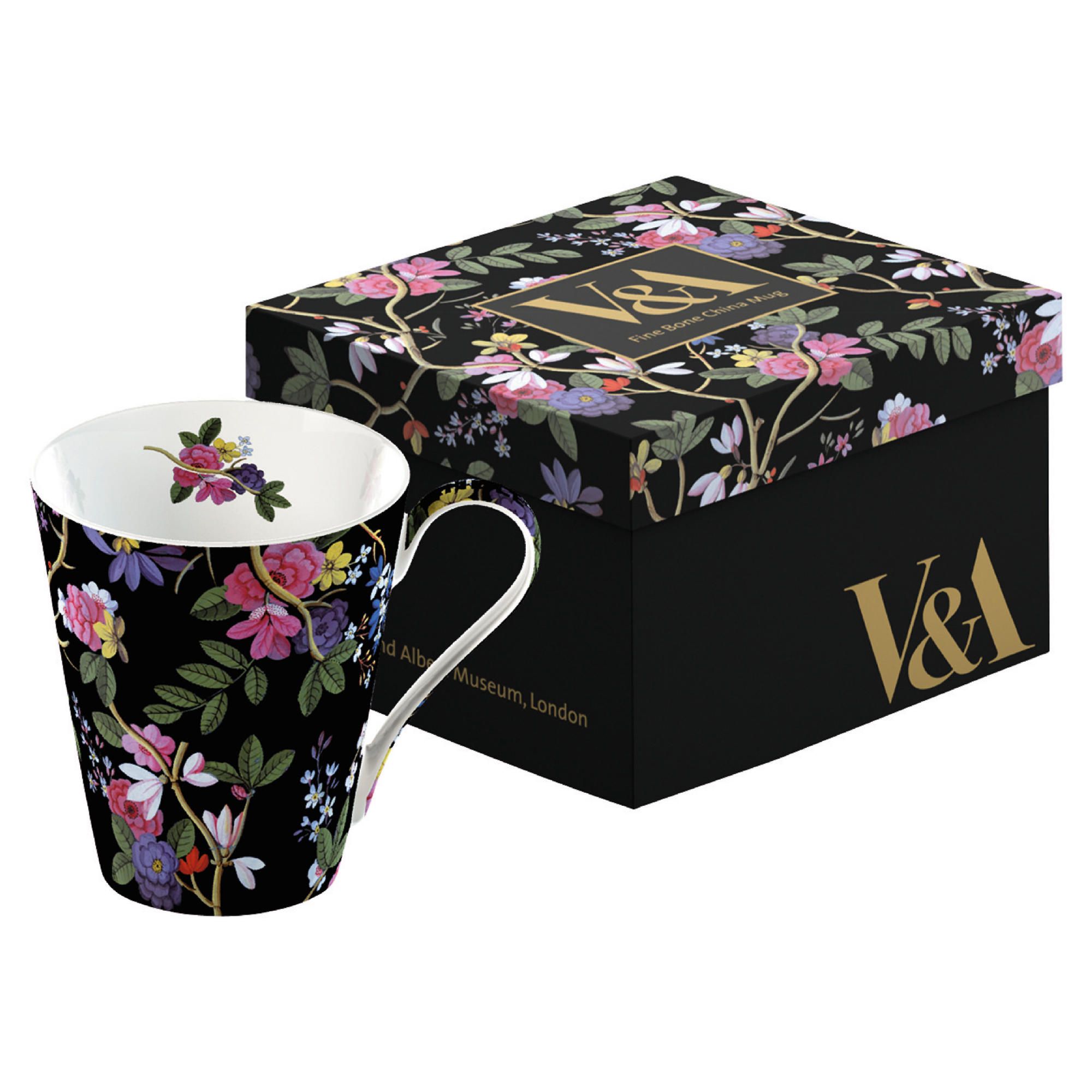 V&A Fine Bone China Mug in Gift Box - Kilburn Black
