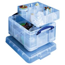 Really Useful Boxes 21L storage box with 2 trays