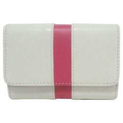 Technika Leather Camera Case, White with pink stripe