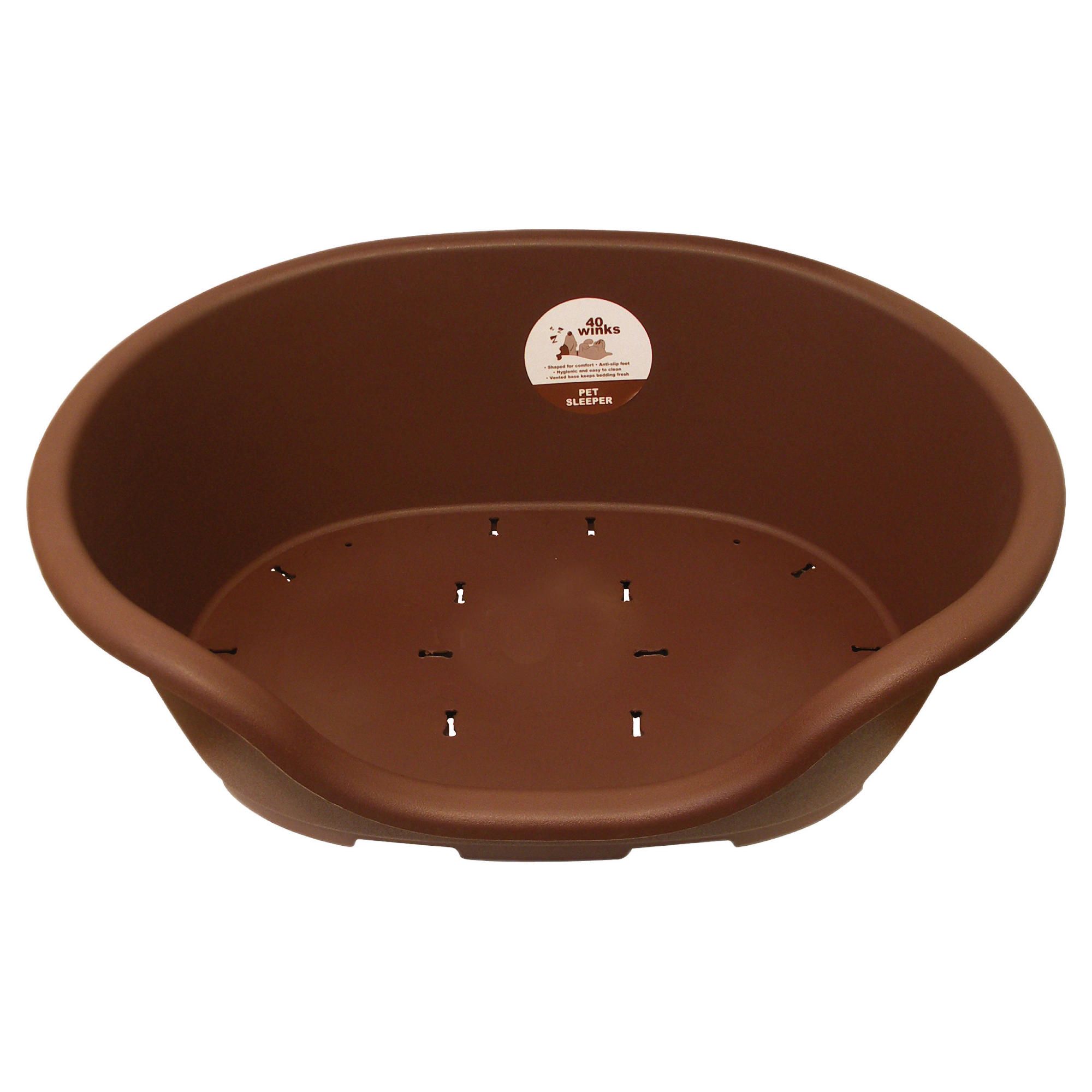 Plastic dog bed large chocolate brown