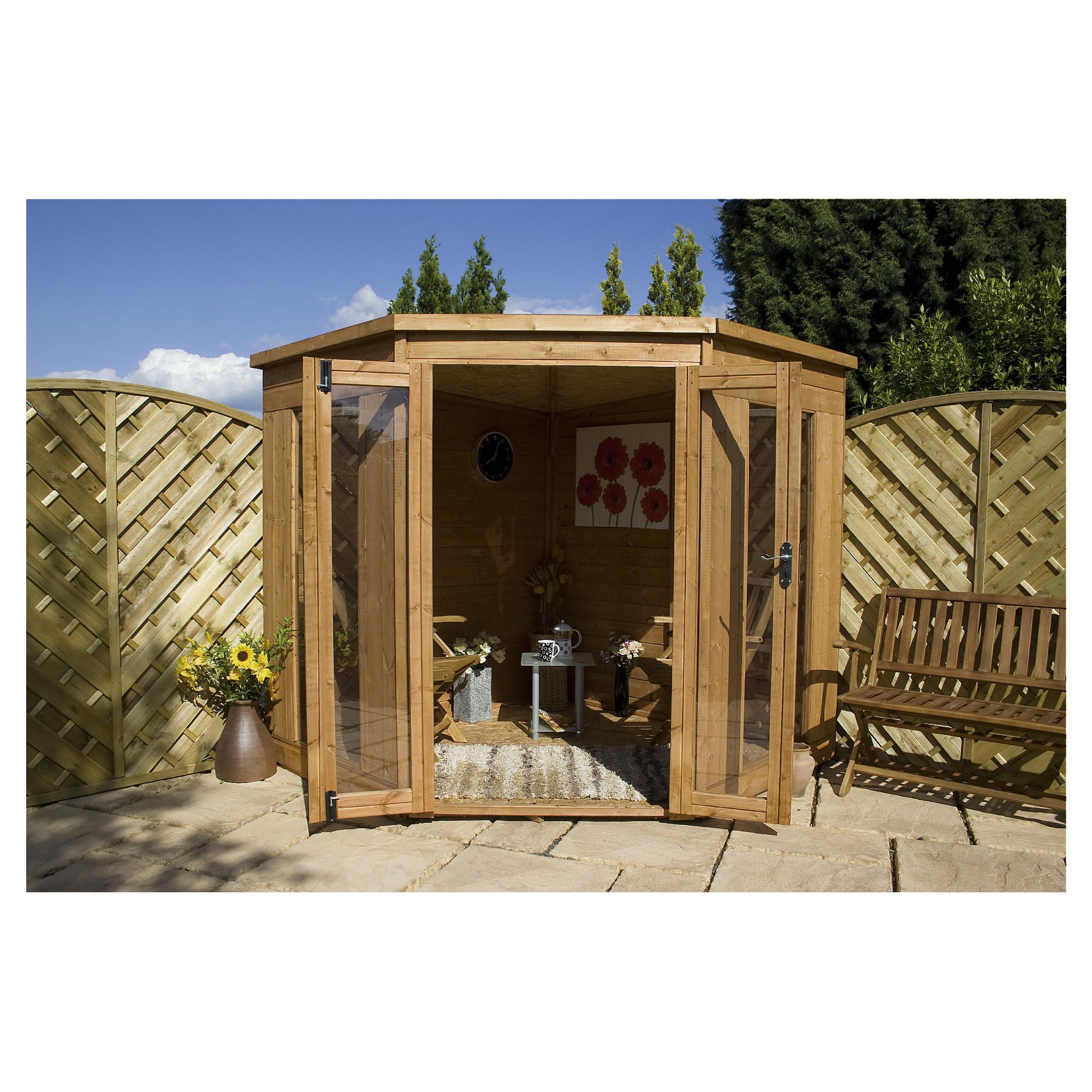 Mercia 8x8 Corner Summerhouse with installation at Tesco Direct