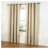 Tesco Plain Canvas Unlined Eyelet Curtains W117xL229cm (46x90"), Cream