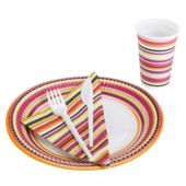 Tesco Stripe Design 20 Person Disposable Tableware Set..