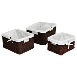 Dyed Banana Leaf Set Of 3 Baskets Lined