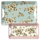 Katie Alice Cottage Flowers Luxury Handled Large Tray and Sandwich Tray Set
