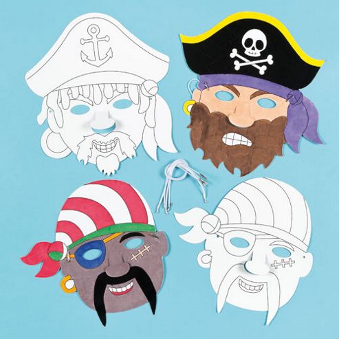 Image of Pirate Colour-in Masks (pack Of 6)