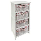 White Wicker 4 Drawer With Floral Lining