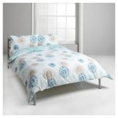 Tesco Tia Print Duvet Set King Size-Aqua