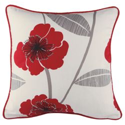Tesco Set of 2 Printed Poppy Cushion Covers, Red