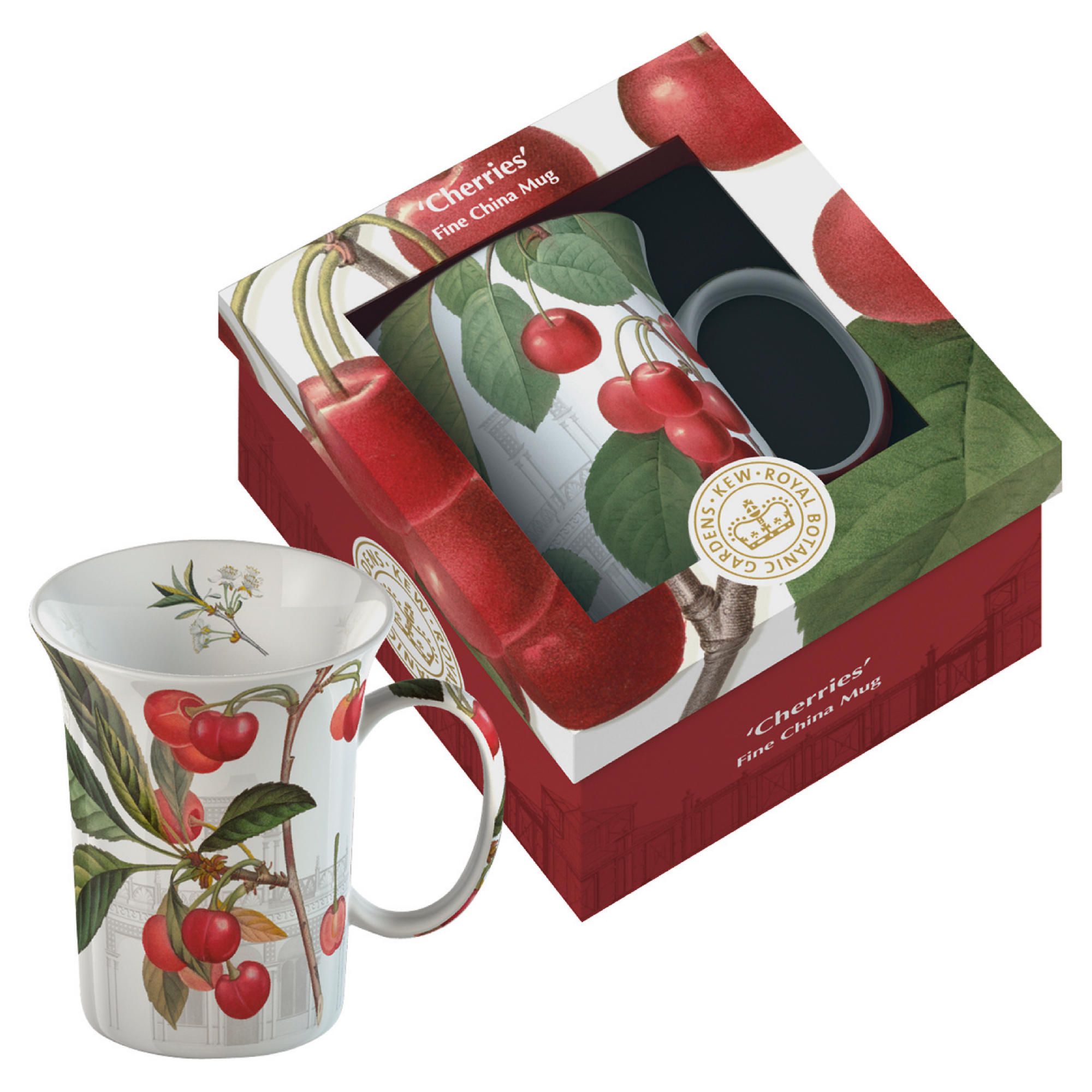 Kew Gardens Fine Bone China Mugs Gift Boxed - Cherries