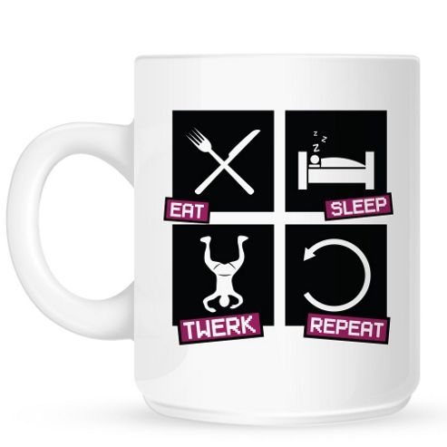 Image of Eat Sleep Twerk Repeat Symbols 10oz Ceramic Mug