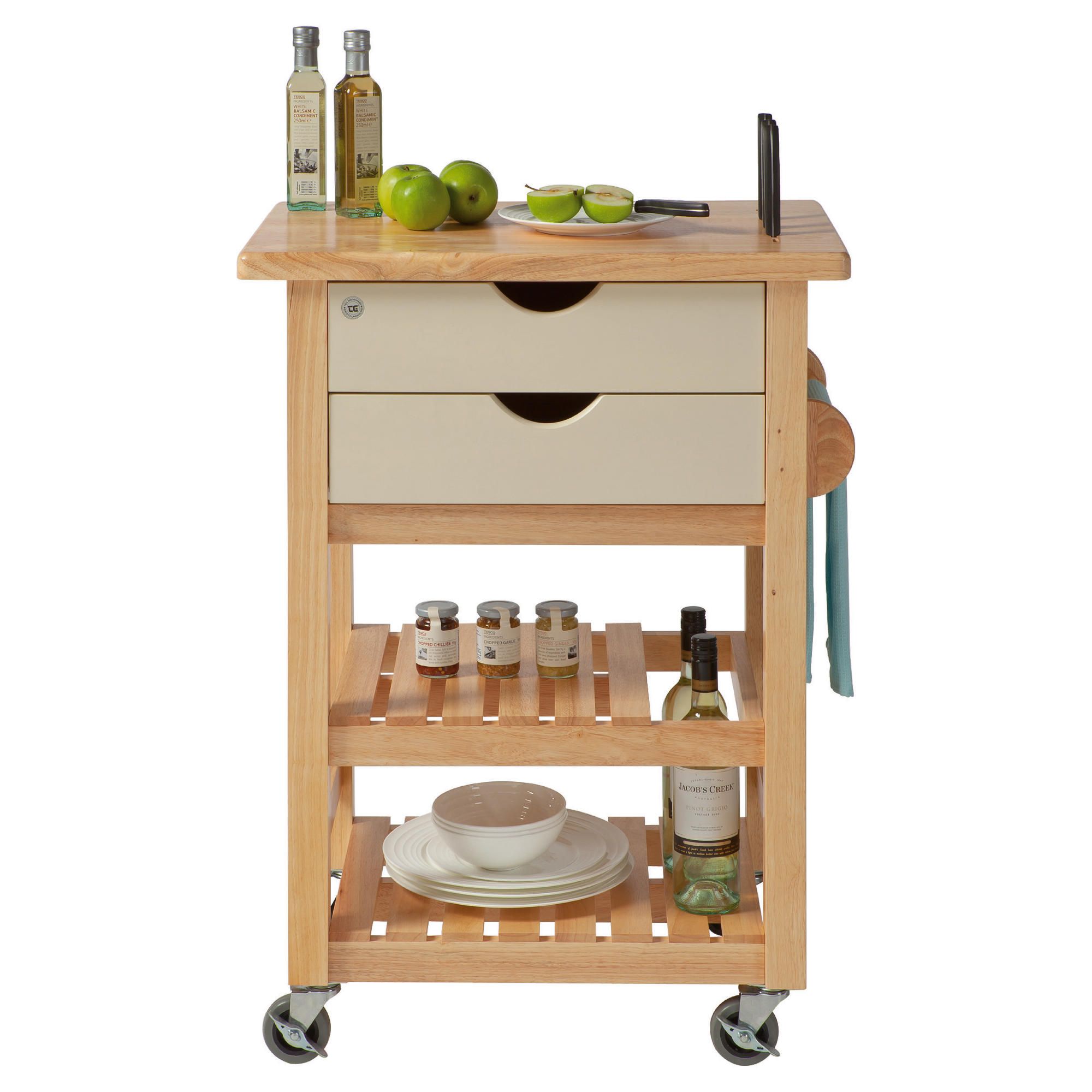 T&G Woodware Ltd Ashton Cream Trolley in Natural Hevea at Tescos Direct