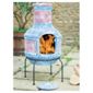La Hacienda Aztec Styled Clay Barbecue Chimenea Blue/Red