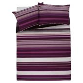 Tesco King Kieran Stripe Print Duvet Cover Set, Plum