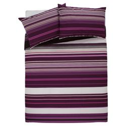 Tesco King Kieran Stripe Print Duvet Cover Set, Plum