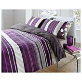 Tesco King Kieran Stripe Print Duvet Cover Set, Plum