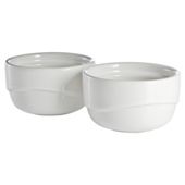 Pyrex Wave Set of 2 Ceramic Ramekins, White