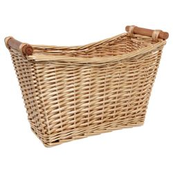 Tesco Wicker Magazine Rack With Wood Handles Honey Colour