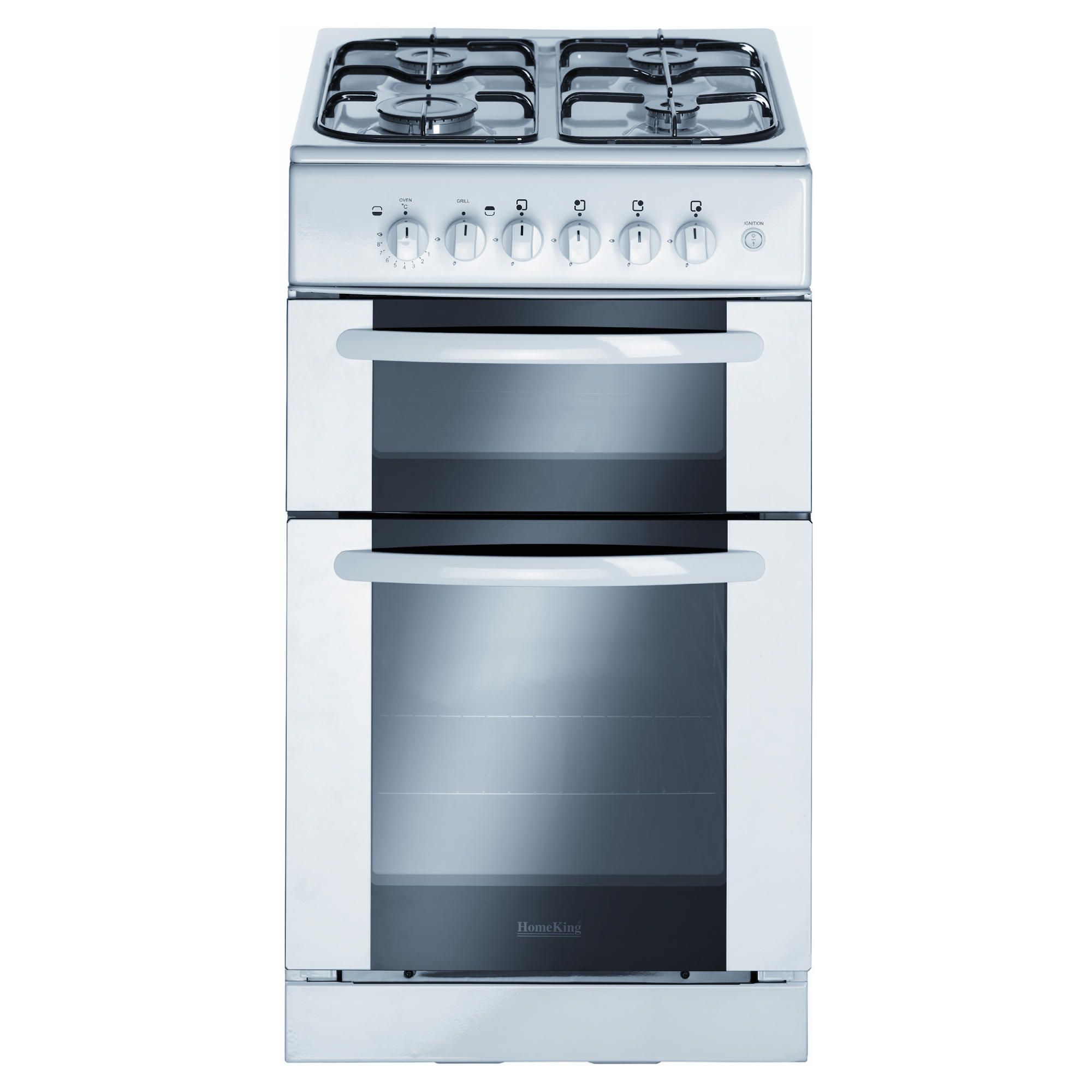 Homeking HCG520W 50cm White Twin Cavity Slot In Gas Cooker