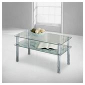 Atom Chrome & Glass Coffee Table, Clear