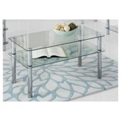 Atom Chrome & Glass Coffee Table, Clear