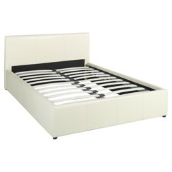 Hanson Double Faux Leather Ottoman Storage Bed Frame, Cream