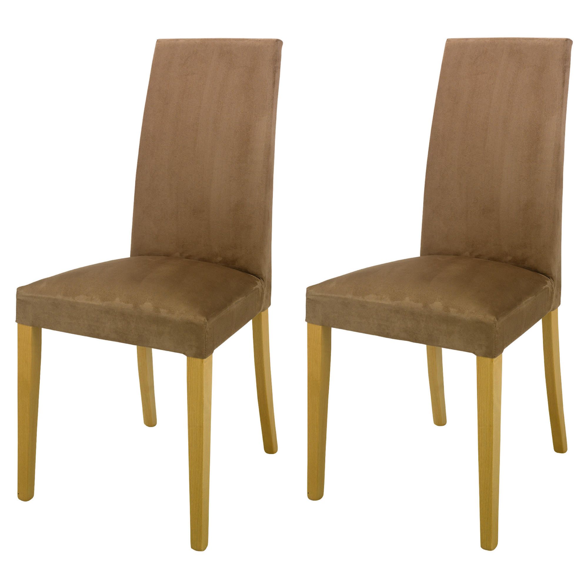 Lucca Pair of Chairs Oak & Chocolate Faux Suede