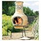 La Hacienda Floral Styled Clay Chimenea Yellow/Brown