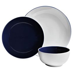 Tesco Coupe 2 Tone 12 piece Dinner Set, Blue
