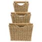 Seagrass Set Of 3 Baskets With Wood Handles