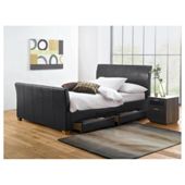 Rayne King Faux Leather Bed Frame with 4 Drawers, Black