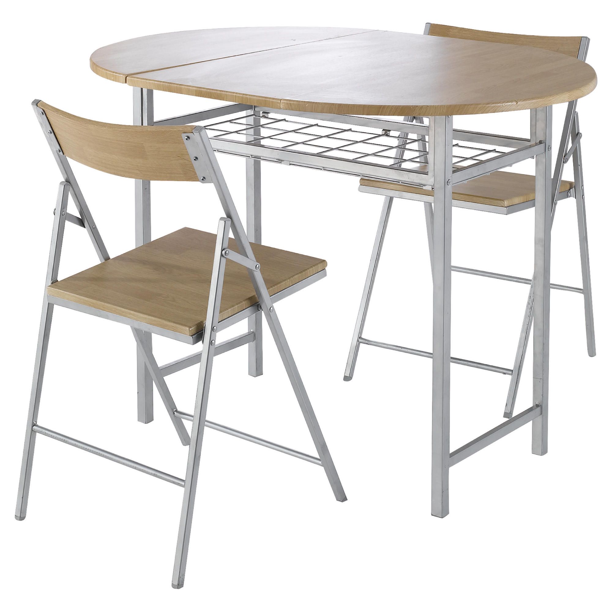 Mia 2 Seat Butterfly Set with 2 Folding Chairs, Oak Effect