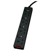 Tesco black 4 way individually switched extension lead twin pack