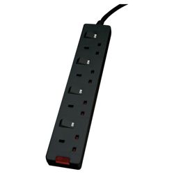 Tesco black 4 way individually switched extension lead twin pack