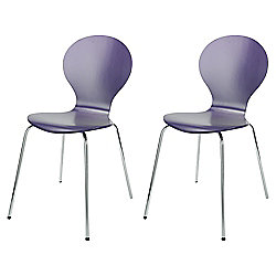 Bistro Pair of Stacking Chairs, Purple - Purple