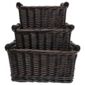 Tesco Wicker Baskets With Wood Handles Set Of 3, Chocolate