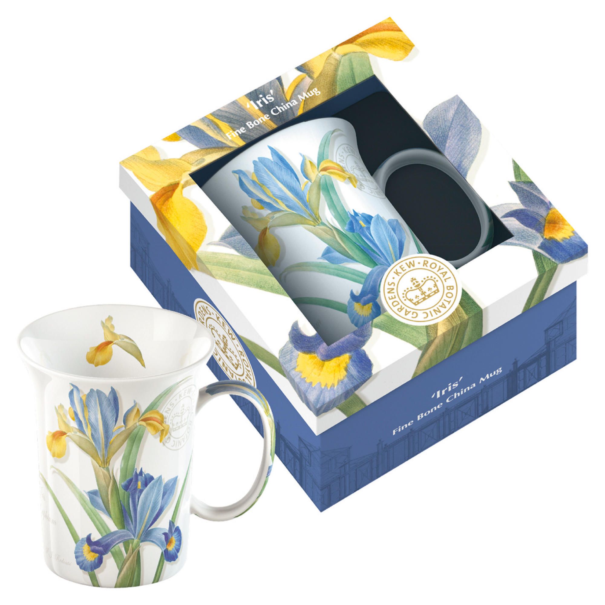 Kew Gardens Fine Bone China Mugs Gift Boxed - Iris